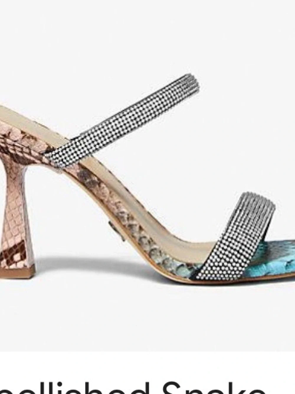 Michael Kors Turquoise Snake-Print Crystal-Strap Heels